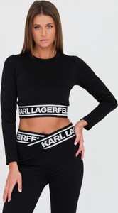Czarna bluzka Karl Lagerfeld w stylu casual z okrągłym dekoltem