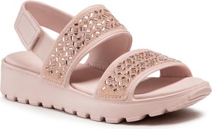 Różowe sandały Skechers w stylu casual z klamrami