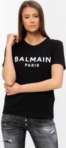 Czarny t-shirt Balmain z krótkim rękawem z bawełny