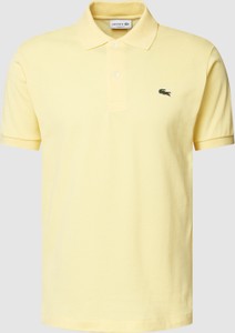 Żółty t-shirt Lacoste w stylu casual z krótkim rękawem z bawełny