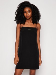 Czarna sukienka Calvin Klein w stylu casual mini na ramiączkach