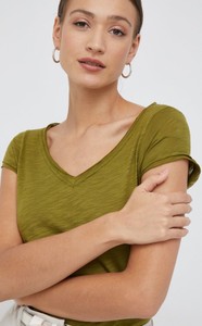 T-shirt Sisley w stylu casual z dekoltem w kształcie litery v