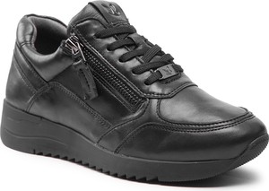 Czarne buty sportowe Caprice w sportowym stylu sznurowane na platformie