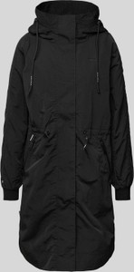 Czarny płaszcz khujo w stylu casual z kapturem
