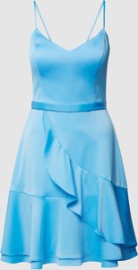 Niebieska sukienka V.m. mini z dekoltem w kształcie litery v