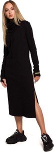 Czarna sukienka MOE z golfem z długim rękawem midi