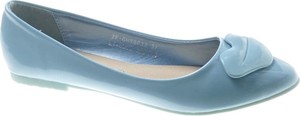 Niebieskie baleriny Pantofelek24 z płaską podeszwą ze skóry ekologicznej