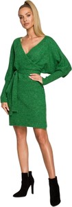 Zielona sukienka MOE z wełny mini w stylu casual
