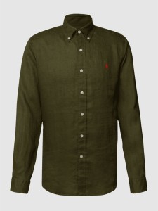 Zielona koszula POLO RALPH LAUREN z długim rękawem z kołnierzykiem button down w stylu casual