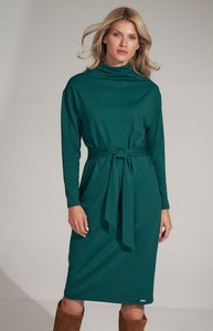 Zielona sukienka Figl midi z długim rękawem