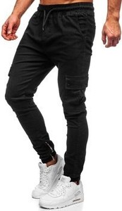 Czarne spodnie Denley z bawełny w sportowym stylu