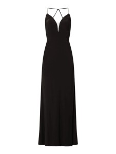 Czarna sukienka Luxuar Fashion z dekoltem w kształcie litery v bez rękawów maxi