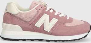 Różowe buty sportowe New Balance sznurowane w sportowym stylu z płaską podeszwą