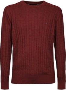 Czerwony sweter Tommy Hilfiger w stylu casual z okrągłym dekoltem