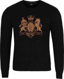 Czarny sweter La Martina z nadrukiem w młodzieżowym stylu