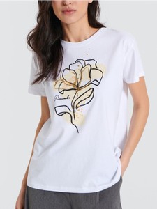T-shirt Sinsay w młodzieżowym stylu z okrągłym dekoltem z krótkim rękawem