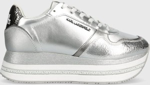Buty sportowe Karl Lagerfeld sznurowane na platformie ze skóry