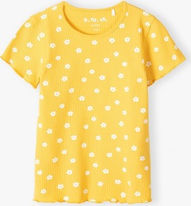 Żółta bluzka dziecięca 5.10.15. dla dziewczynek ze skóry