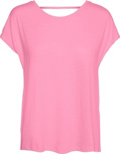 Różowa bluzka Vero Moda w stylu casual z okrągłym dekoltem