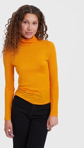 Pomarańczowa bluzka Vero Moda z długim rękawem z golfem