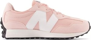 Różowe buty sportowe dziecięce New Balance z zamszu sznurowane dla dziewczynek