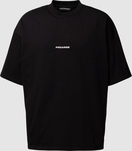 Czarna koszulka polo Pegador z krótkim rękawem z nadrukiem z bawełny