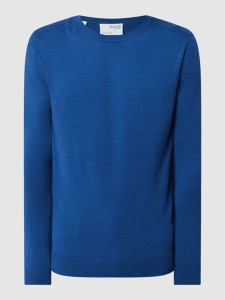 Niebieski sweter Selected Homme z bawełny w stylu casual z okrągłym dekoltem