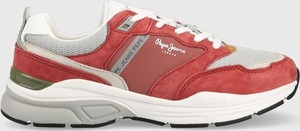 Czerwone buty sportowe Pepe Jeans sznurowane