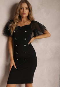 Czarna sukienka Renee w stylu casual z krótkim rękawem mini