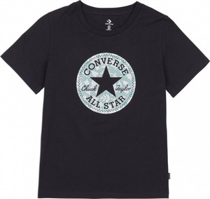 Czarny t-shirt Converse z okrągłym dekoltem w młodzieżowym stylu