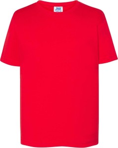 Czerwony t-shirt jk-collection.pl w stylu casual z krótkim rękawem