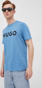 Niebieski t-shirt Hugo Boss w młodzieżowym stylu z bawełny z krótkim rękawem