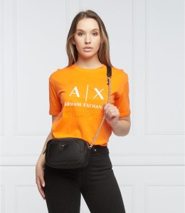 Pomarańczowa bluzka Armani Exchange z okrągłym dekoltem