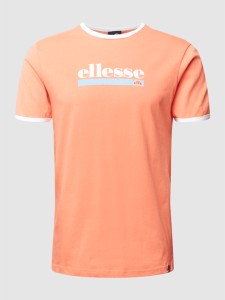 Pomarańczowy t-shirt Ellesse z nadrukiem w sportowym stylu