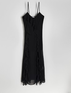 Czarna sukienka Reserved maxi na ramiączkach z dekoltem w kształcie litery v