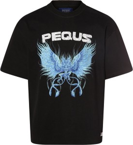 Czarny t-shirt Pequs z bawełny z nadrukiem