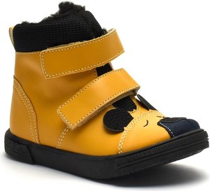 Żółte buty dziecięce zimowe Kornecki