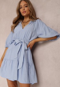 Niebieska sukienka Renee kopertowa mini w stylu casual
