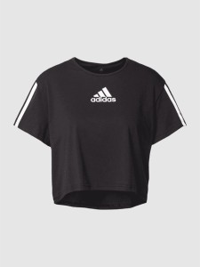 Czarny t-shirt Adidas Sportswear z bawełny z okrągłym dekoltem