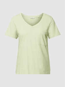 Zielony t-shirt Marc O'Polo DENIM z bawełny z dekoltem w kształcie litery v z krótkim rękawem