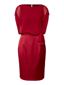 Czerwona sukienka Swing z okrągłym dekoltem mini bez rękawów