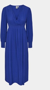 Niebieska sukienka YAS z dekoltem w kształcie litery v z długim rękawem