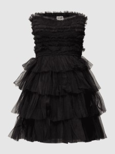 Czarna sukienka Lace & Beads z okrągłym dekoltem mini bez rękawów