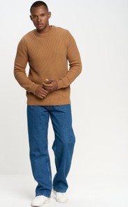 Brązowy sweter Big Star z okrągłym dekoltem z bawełny