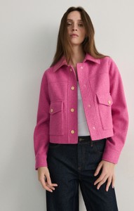 Różowa kurtka Reserved z tkaniny krótka w stylu casual