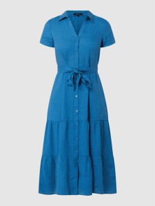 Niebieska sukienka More & More koszulowa w stylu casual z krótkim rękawem