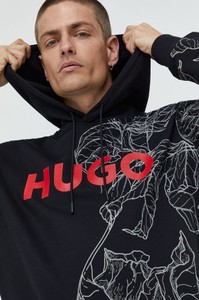 Czarna bluza Hugo Boss z bawełny z nadrukiem