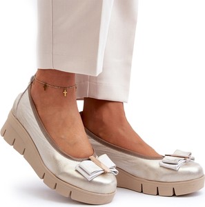 Baleriny Lewski Shoes ze skóry z płaską podeszwą w stylu casual