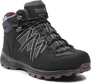 Czarne buty trekkingowe Regatta z płaską podeszwą