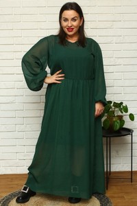 Zielona sukienka KARKO z długim rękawem maxi